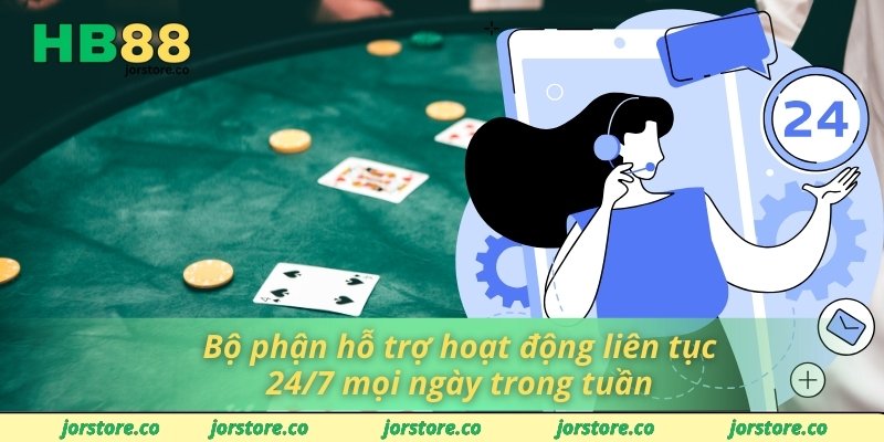 Bộ phận hỗ trợ hoạt động liên tục 24/7 mọi ngày trong tuần